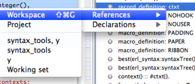 References in workspace command from outline (#ctxt selected)